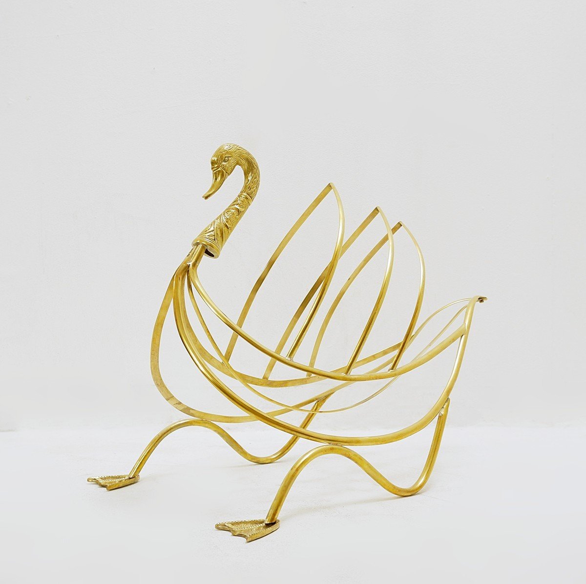 Brass Swan Shaped Magazine Rack-photo-2