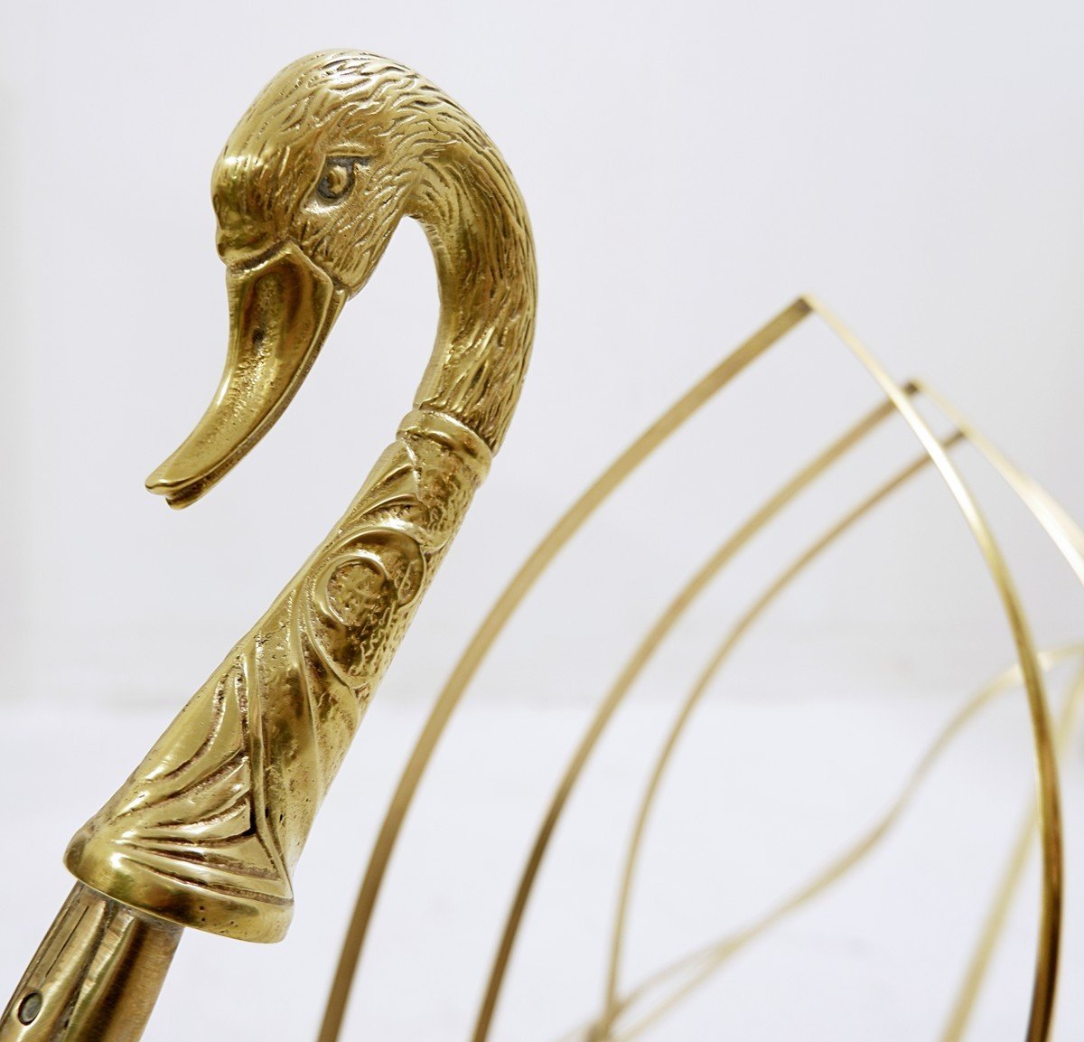 Brass Swan Shaped Magazine Rack-photo-1