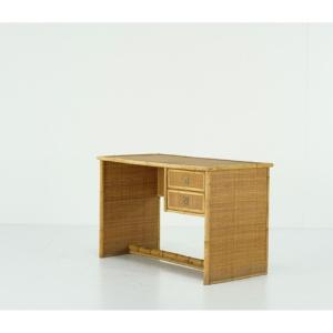 Mid-century Modern Rattan Desk From Dal Vera, 1970s