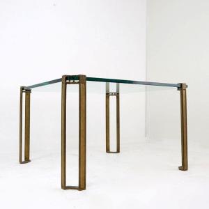 Table Basse Peter Ghyczy En Bronze Et Verre style Hollywood Regency