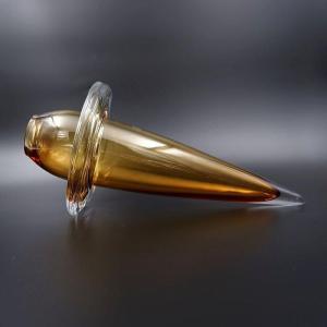 Schott Studio Spinning Top Vase - Honey Colored Glass - German