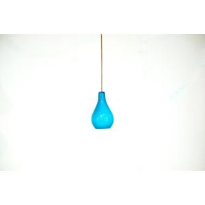 Lampe Suspendue En Opaline Bleue, Italie, Années 1960