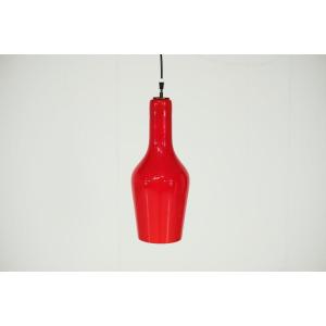 Hanging Lamp In Red Opaline, Italy, 1960s