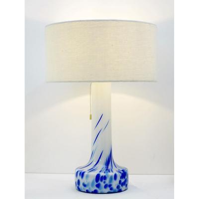 White And Blue Glass Table Lamp