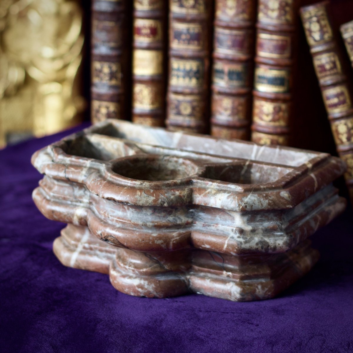 Inkwell In Saint Rémy Jaspered Marble Early 18th Century End Of The Reign Of Louis XIV Or Regency-photo-2