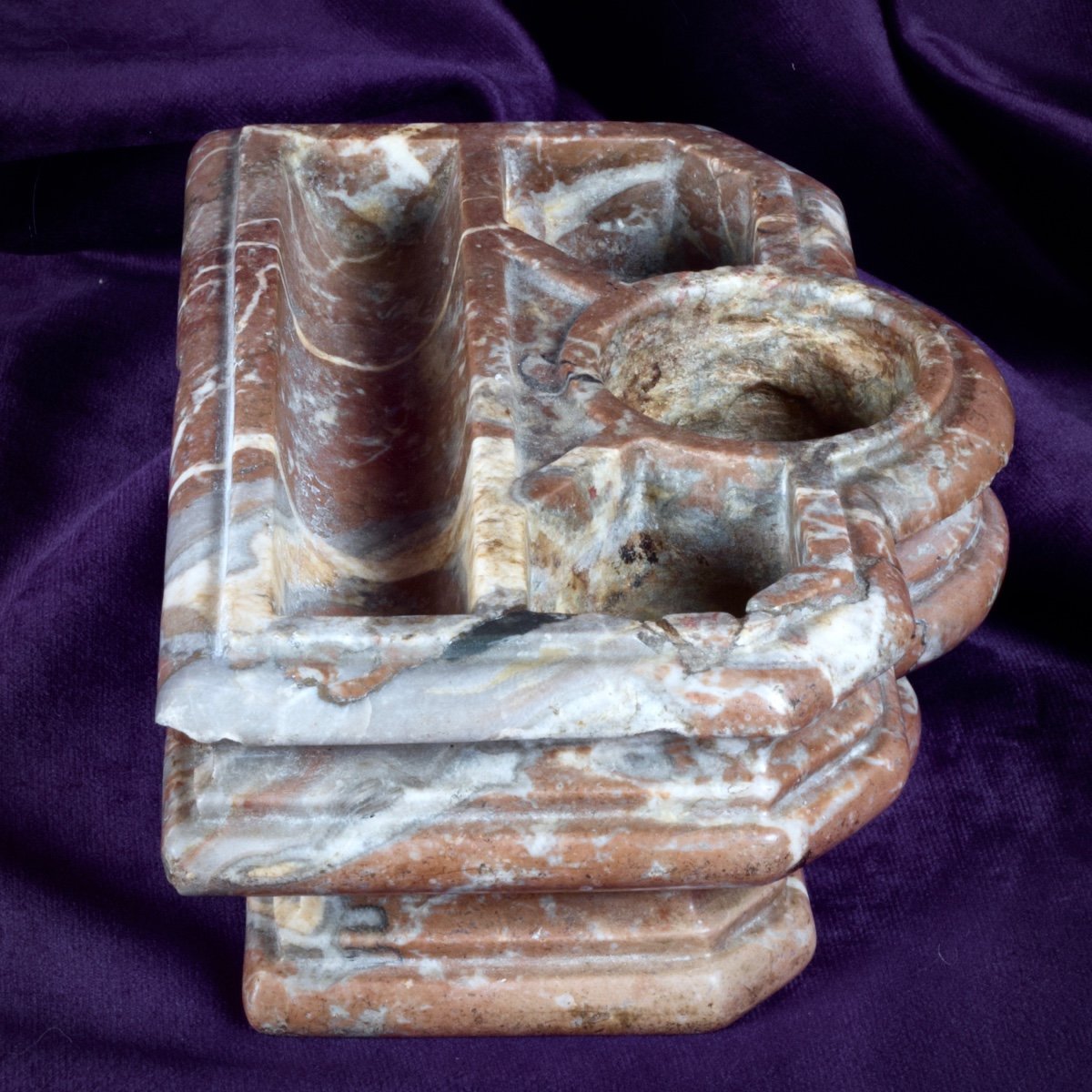 Inkwell In Saint Rémy Jaspered Marble Early 18th Century End Of The Reign Of Louis XIV Or Regency-photo-1