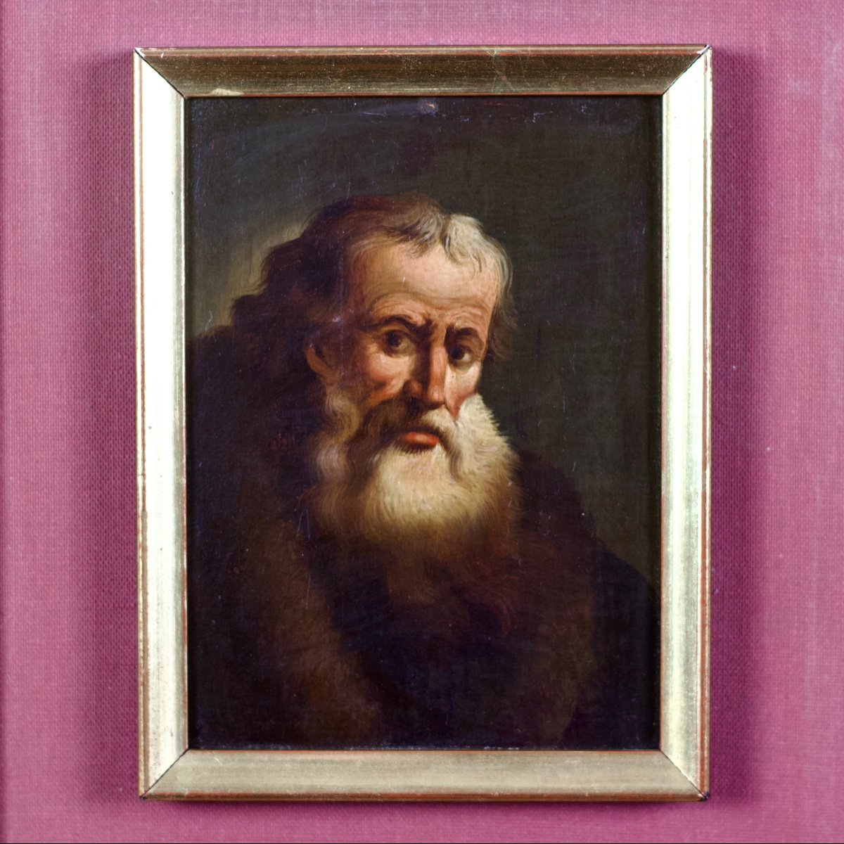 C.w.e. Dietrich Dit Dietricy Or Follower, Portrait Of A Bearded Man, Oil On Panel, 18th Century-photo-4