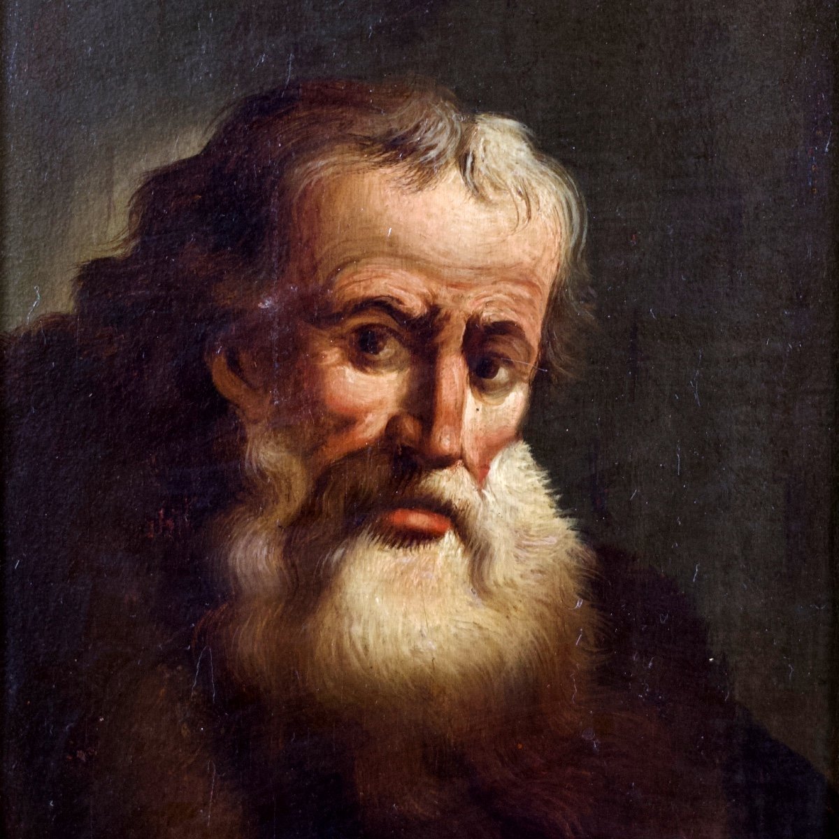 C.w.e. Dietrich Dit Dietricy Or Follower, Portrait Of A Bearded Man, Oil On Panel, 18th Century