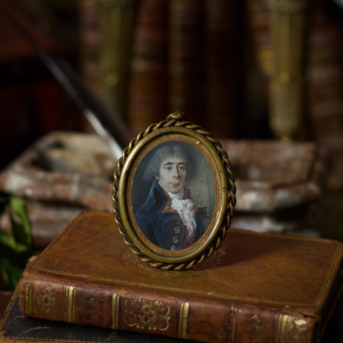 Miniature Portrait Of An Incroyable Or Muscadin End Of The 18th Century, C. 1794, Thermidor-photo-1