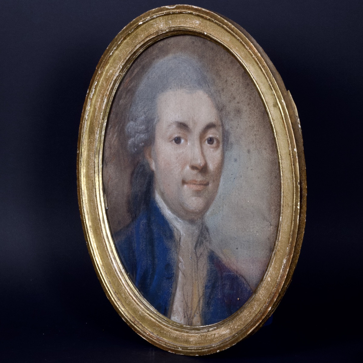 Portrait De Gentilhomme à l'Habit Bleu, Pastel Sur Papier, époque Louis XVI,  C. 1780-photo-2