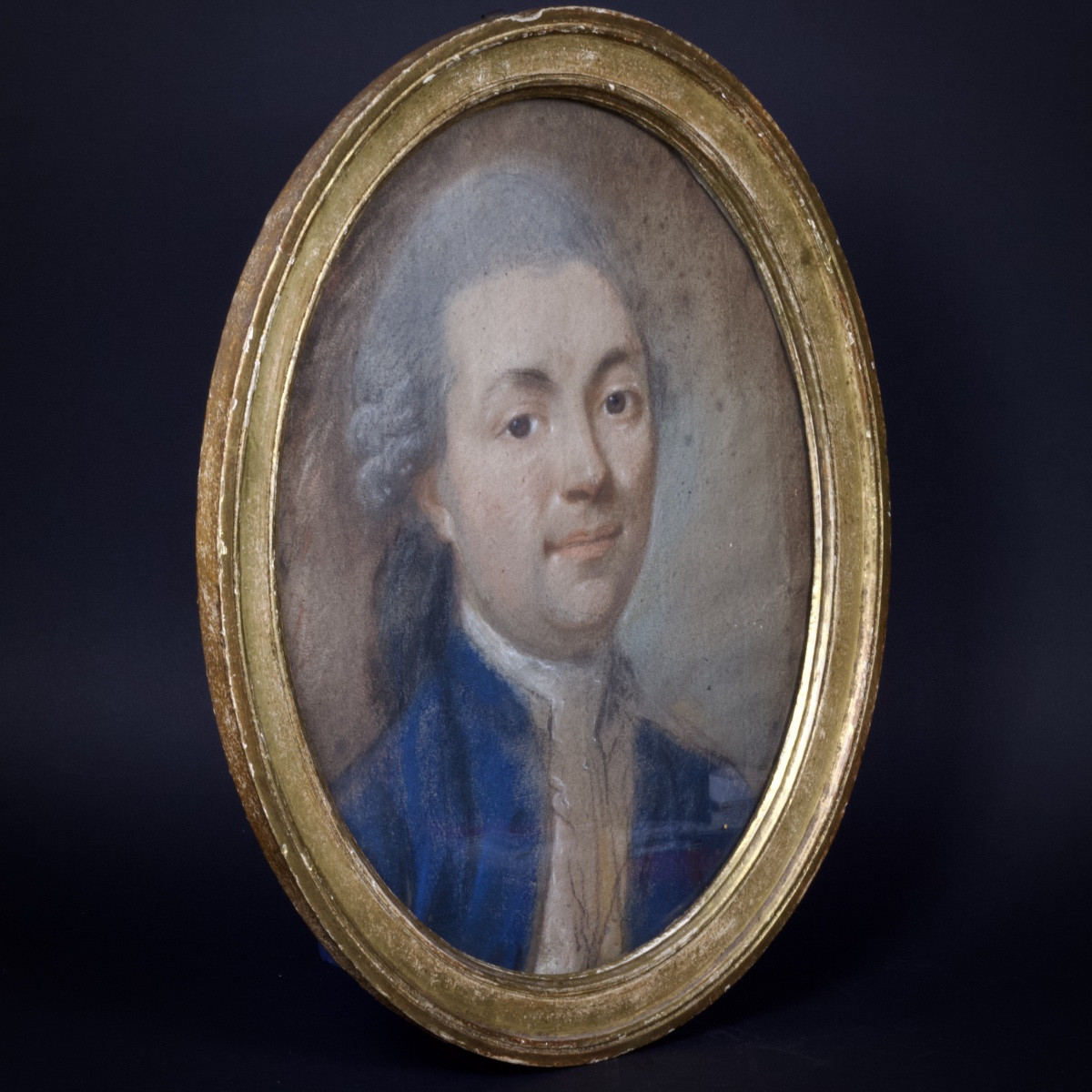 Portrait De Gentilhomme à l'Habit Bleu, Pastel Sur Papier, époque Louis XVI,  C. 1780-photo-3