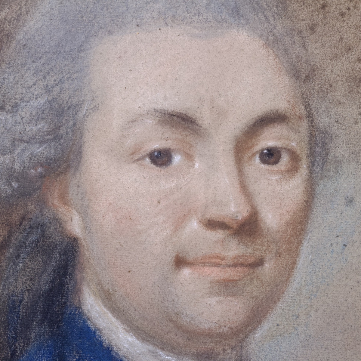 Portrait De Gentilhomme à l'Habit Bleu, Pastel Sur Papier, époque Louis XVI,  C. 1780-photo-1