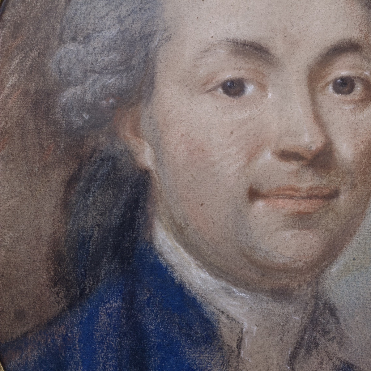 Portrait De Gentilhomme à l'Habit Bleu, Pastel Sur Papier, époque Louis XVI,  C. 1780-photo-2