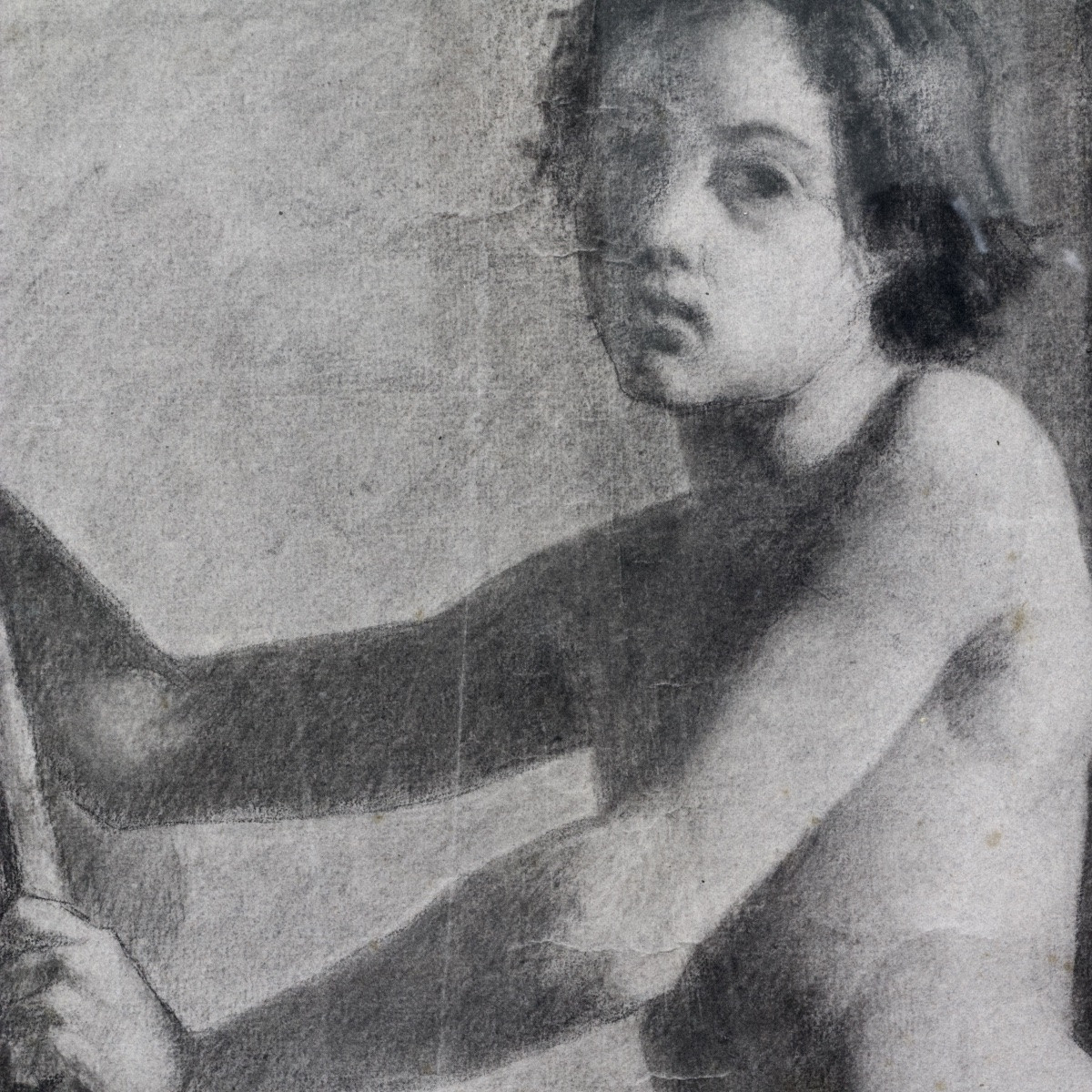 French School, Academic Nude, Young Shepherd With A Crook, Charcoal On Paper, 19th Century-photo-4