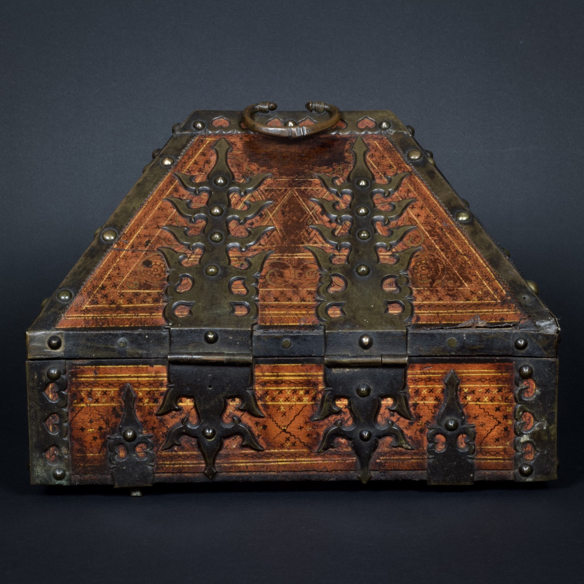 Coffret De Mariage Du Kerala, Bois Polychrome Laqué Et Ferrures , Inde,  XIXe Siècle -photo-3