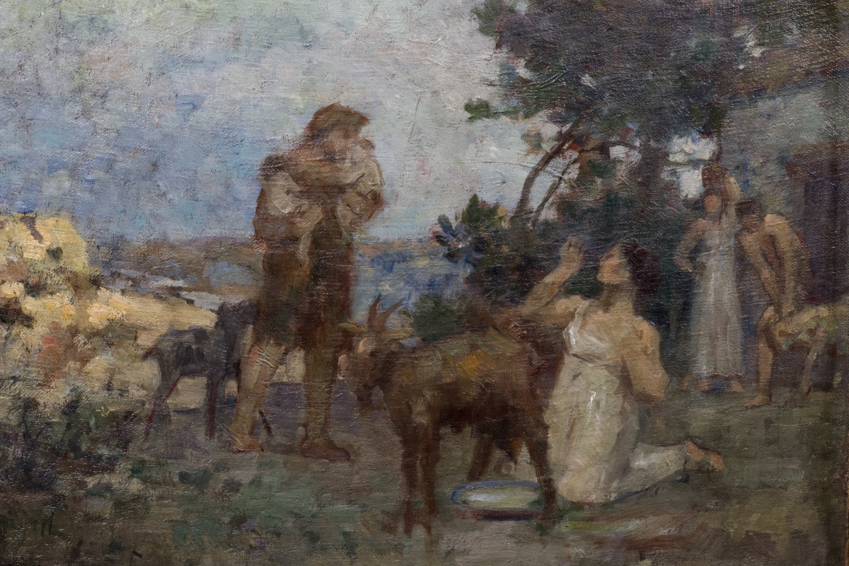 French School, Faustulus Brings Romulus And Remus To Acca Larentia, Oil On Canvas, 1908-photo-6