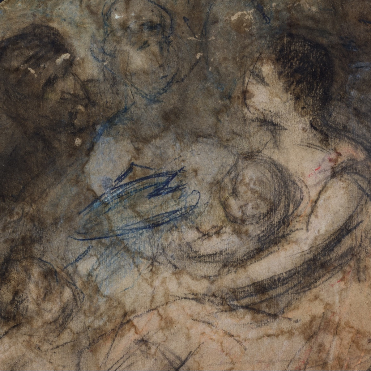 Drawing On Cardboard, Woman With Child In An Assembly, 18th Century? -photo-4