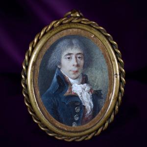 Portrait Miniature d'Un Incroyable Ou Muscadin Fin Du XVIIIe, C. 1794, Thermidor