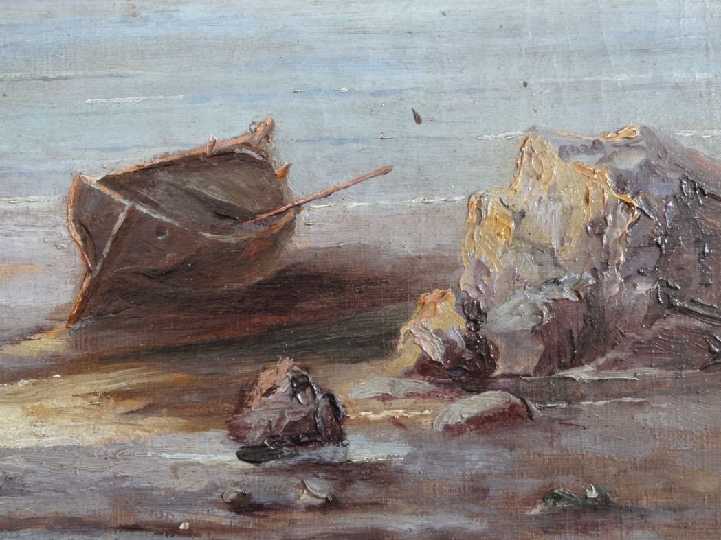 Oil On Canvas Marine Of The Cote d'Azur By Louis Cadierra 60 X 47 Cm-photo-8