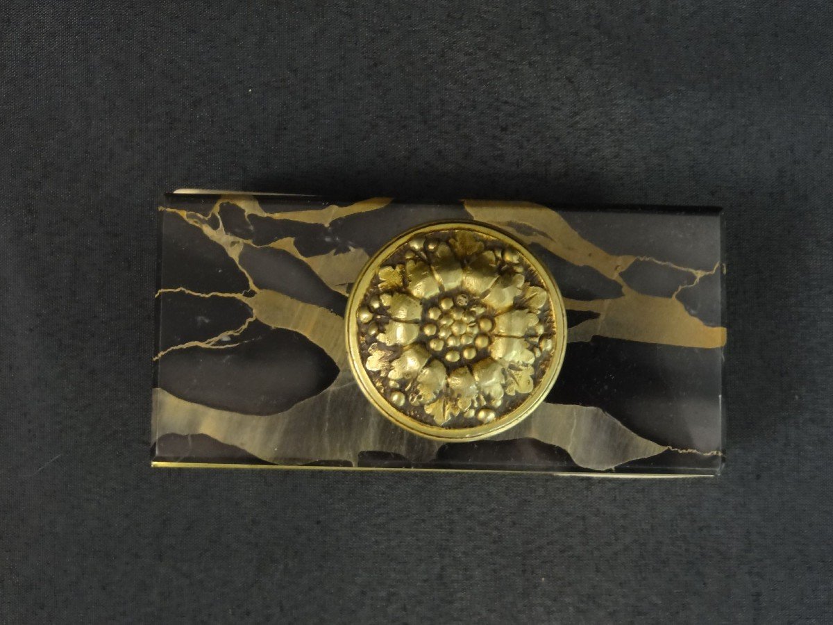 Portor Marble Ink Tray And Its Blotter Pad, Napoleon III, 42 X 23 Cm-photo-1