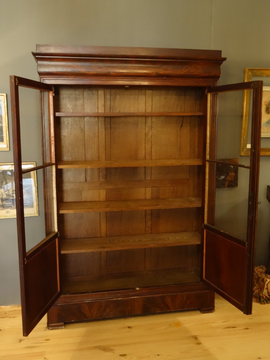 Louis-philippe Bookcase In Mahogany Veneer 148 X 228 Cm-photo-1