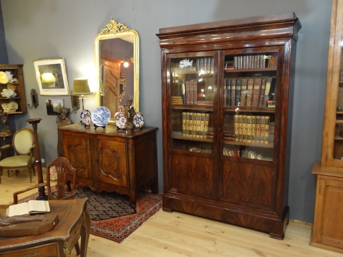 Louis-philippe Bookcase In Mahogany Veneer 148 X 228 Cm-photo-8