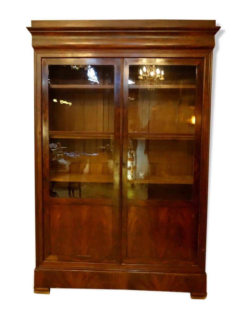 Louis-philippe Bookcase In Mahogany Veneer 148 X 228 Cm