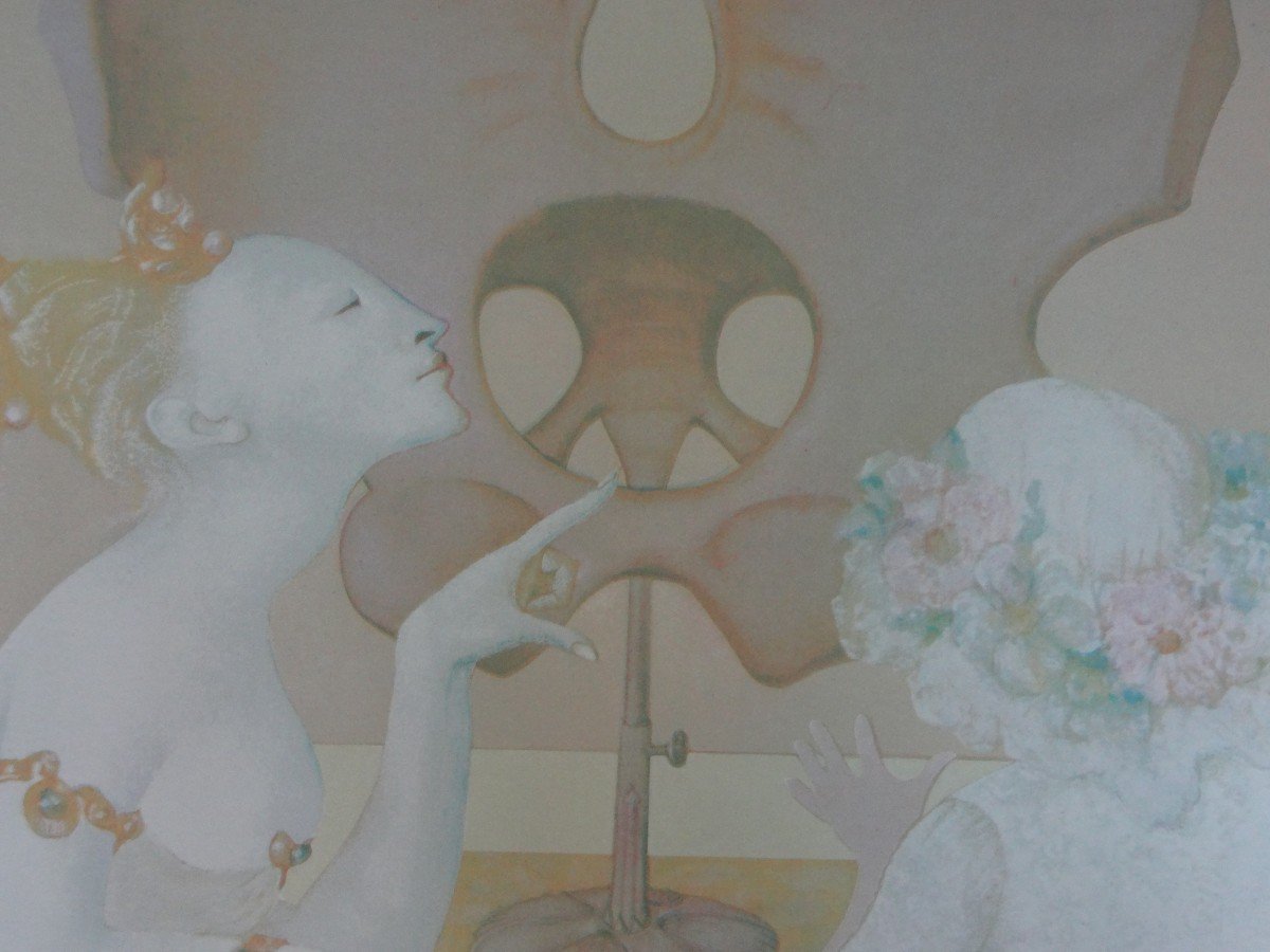 Lithograph By Leonor Fini - Anatomical Instructions Between Mother And Daughter, 68 X 53 Cm-photo-4