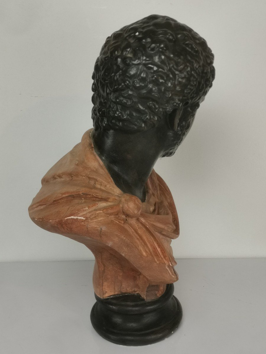 Antique-style Patinated Plaster Bust Of Emperor Caracalla, H 64 Cm-photo-2