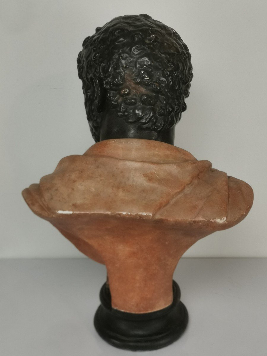 Antique-style Patinated Plaster Bust Of Emperor Caracalla, H 64 Cm-photo-2