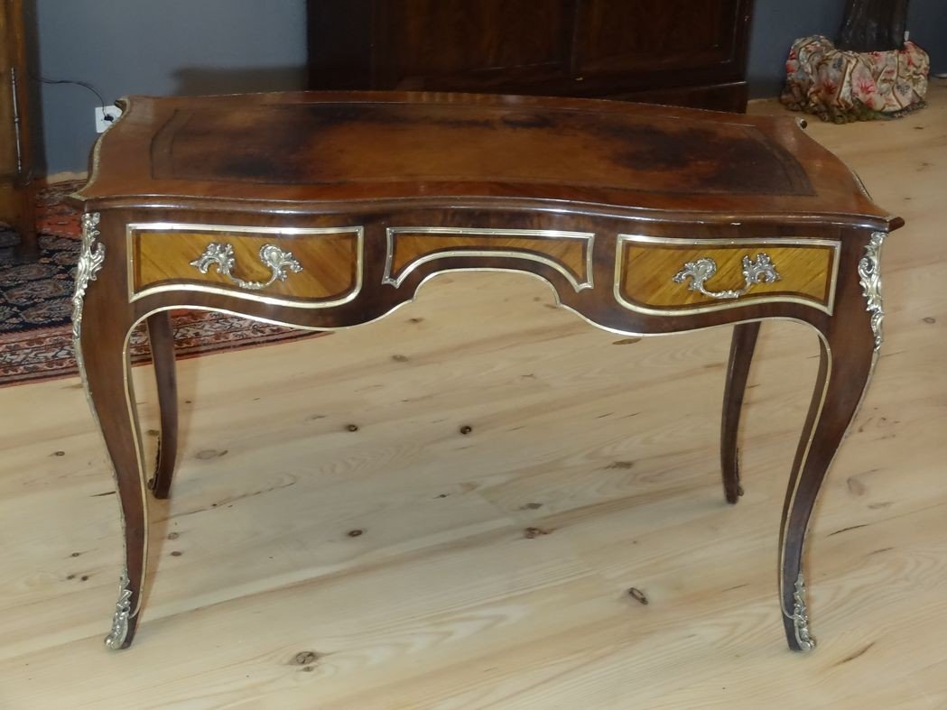 Louis XV Flat Desk In Mahogany And Rosewood Veneer 120 X 67 Cm-photo-1