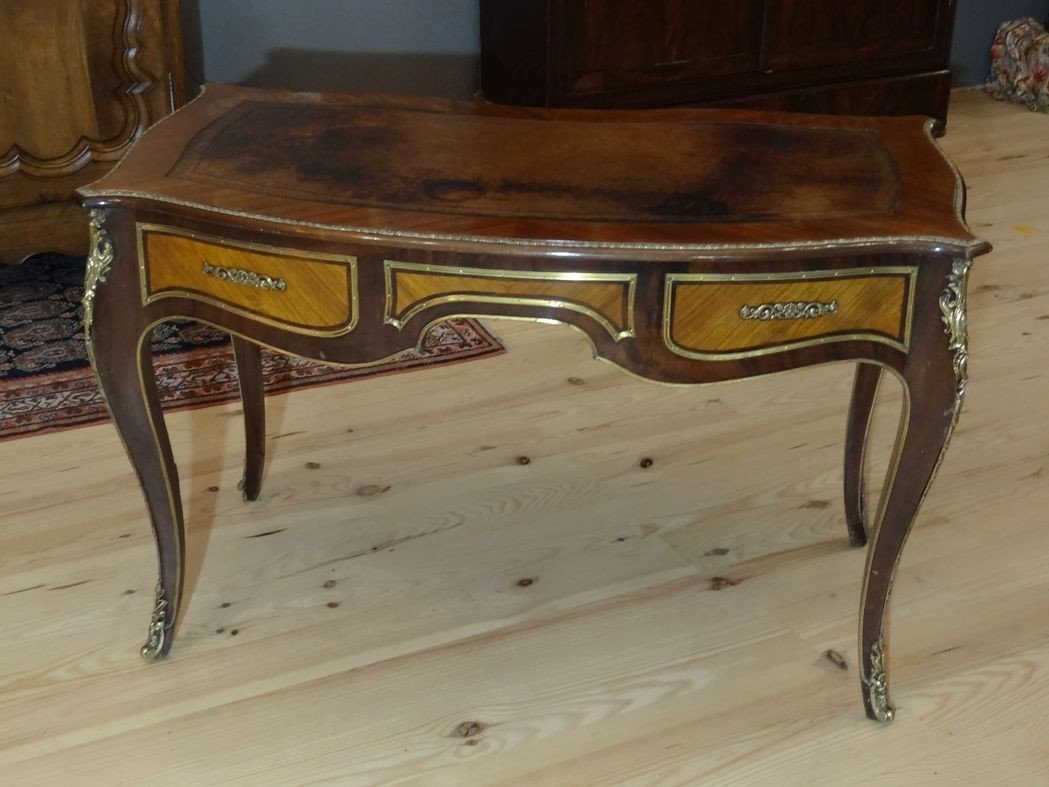 Louis XV Flat Desk In Mahogany And Rosewood Veneer 120 X 67 Cm-photo-2