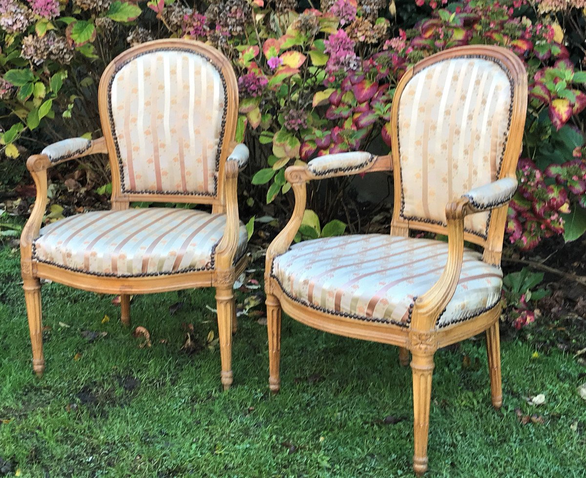 Pair Of Transition Period Armchairs, Louis XV - Louis XVI Jacob-photo-3