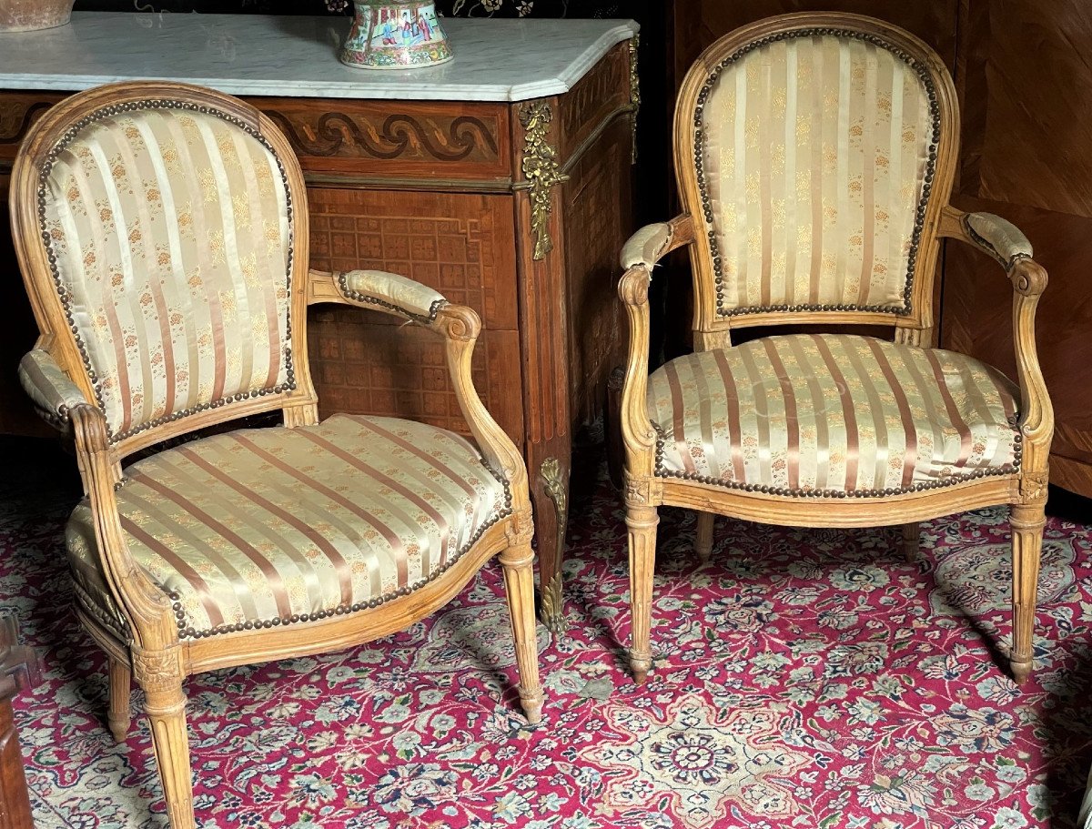 Pair Of Transition Period Armchairs, Louis XV - Louis XVI Jacob-photo-3