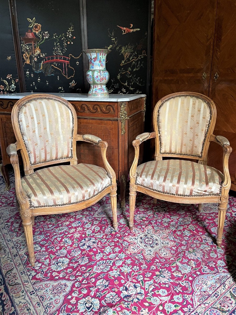 Pair Of Transition Period Armchairs, Louis XV - Louis XVI Jacob-photo-7