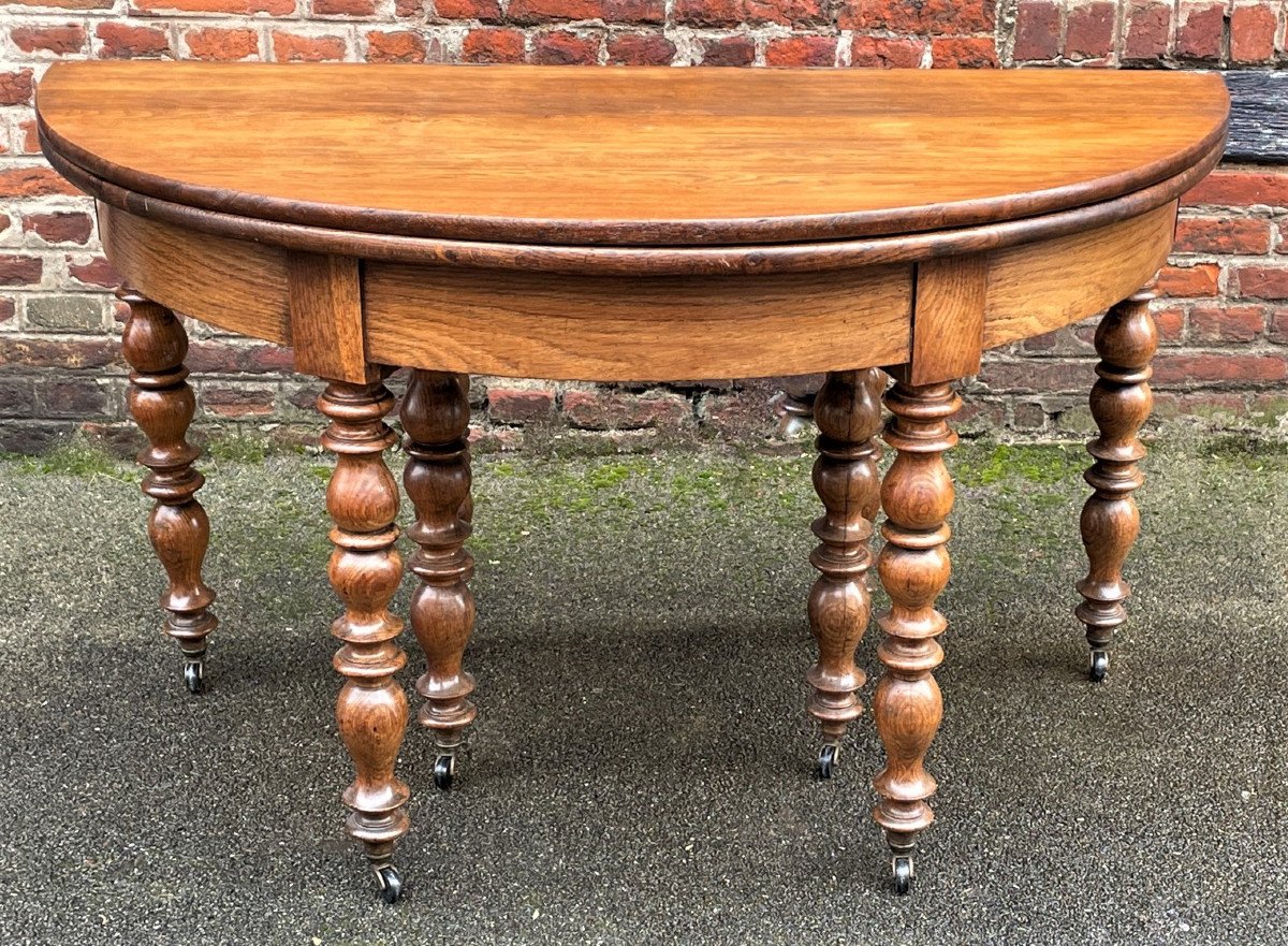 Large Half-moon Console Table With Extensions 19th Century-photo-2