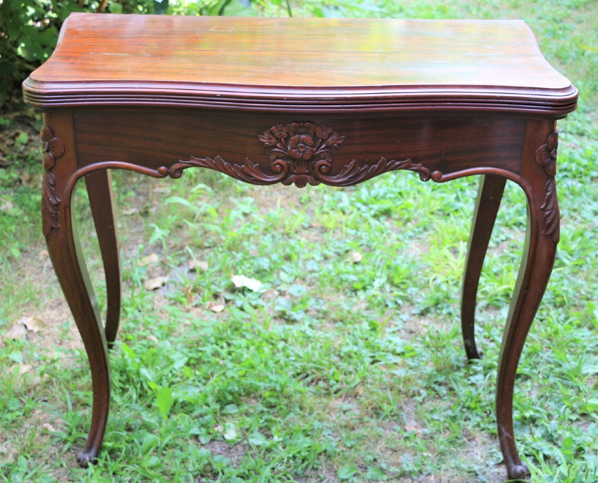 Louis Philippe Console Games Table In Mahogany, 19th Century Belt Drawer