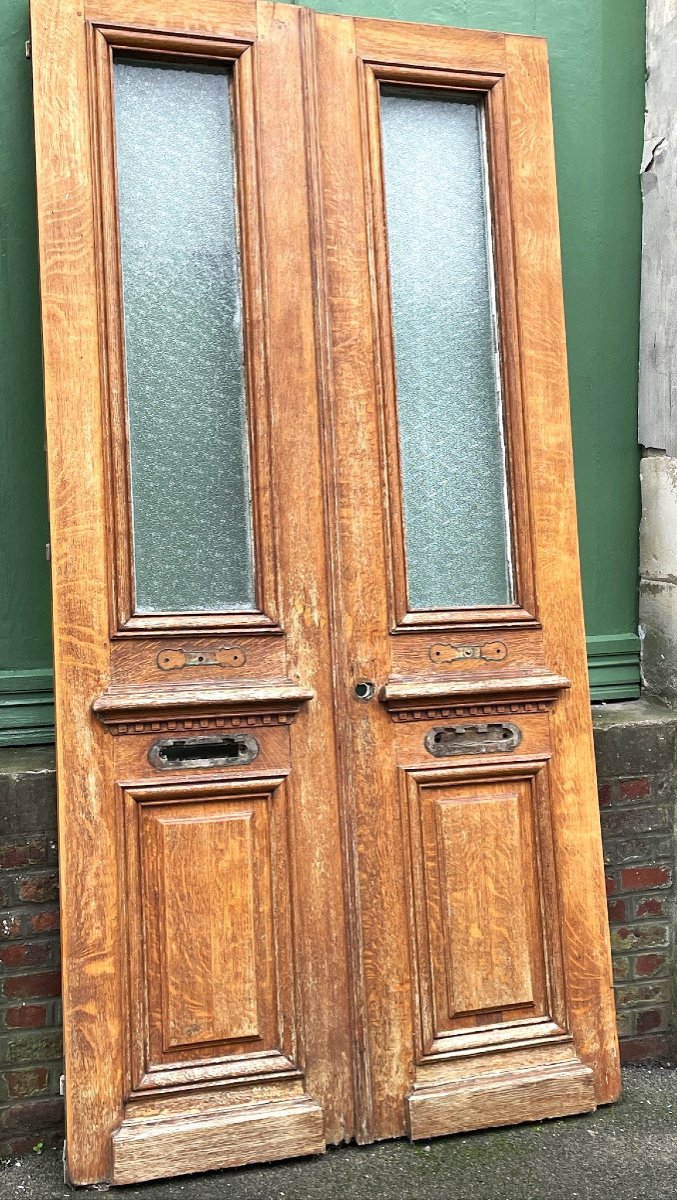 Pair Of Oak Entrance Doors From A Bourgeois House-photo-2