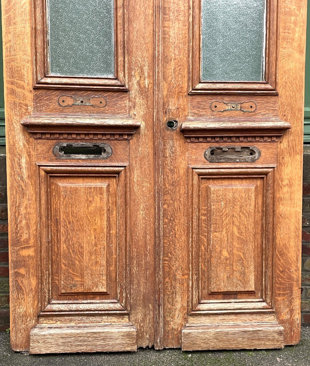 Pair Of Oak Entrance Doors From A Bourgeois House-photo-3