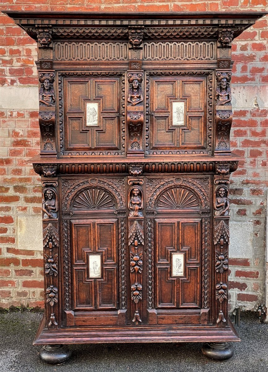 Carved Renaissance Style Buffet Decorated With Ivory Plaques: Musketeers-photo-3