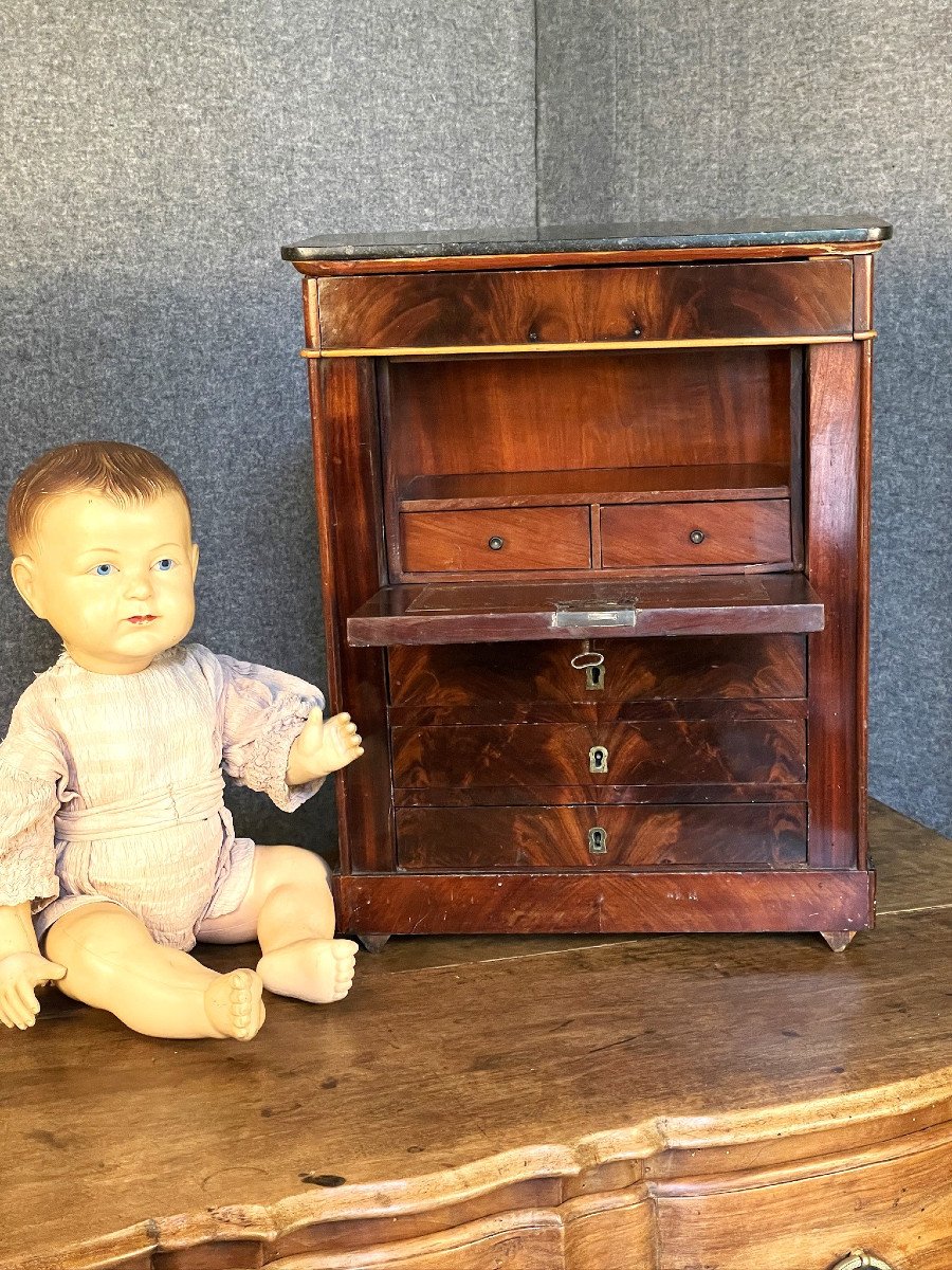 Small Mahogany Doll Secretary From The 19th Century Restoration Period-photo-8