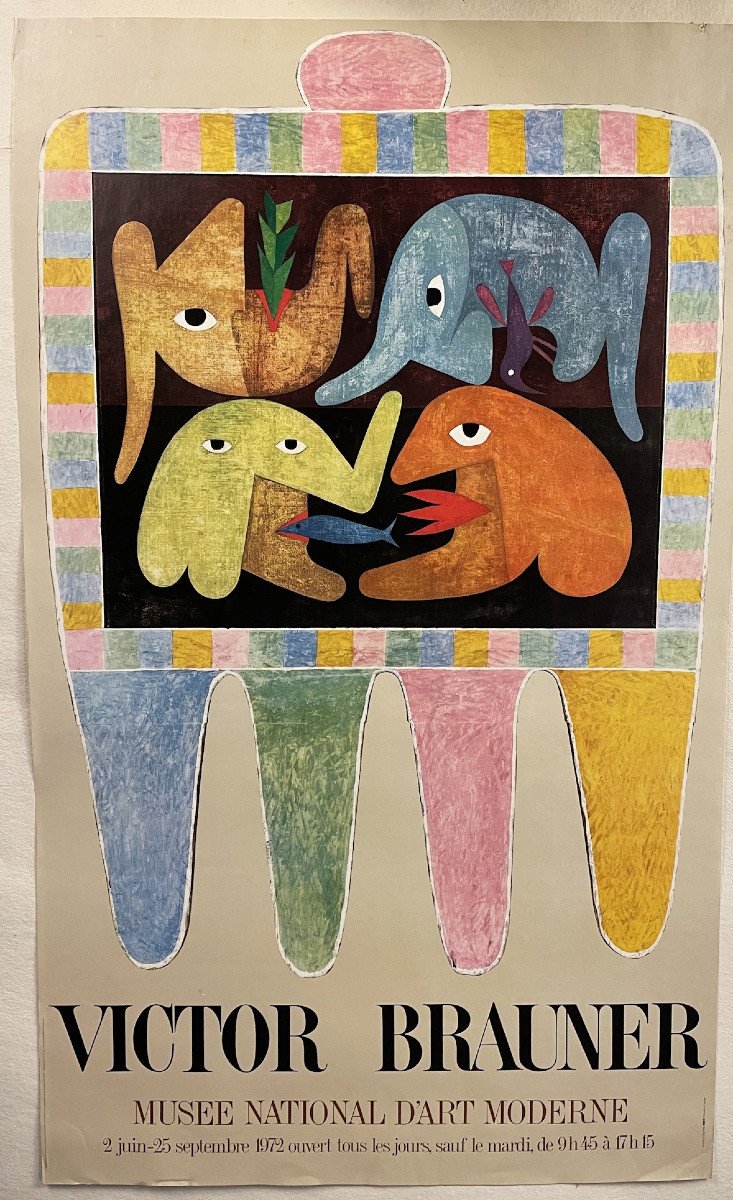 Brauner Victor “elephants” Original Poster Expo 1972 Museum Art Moderne; To Post