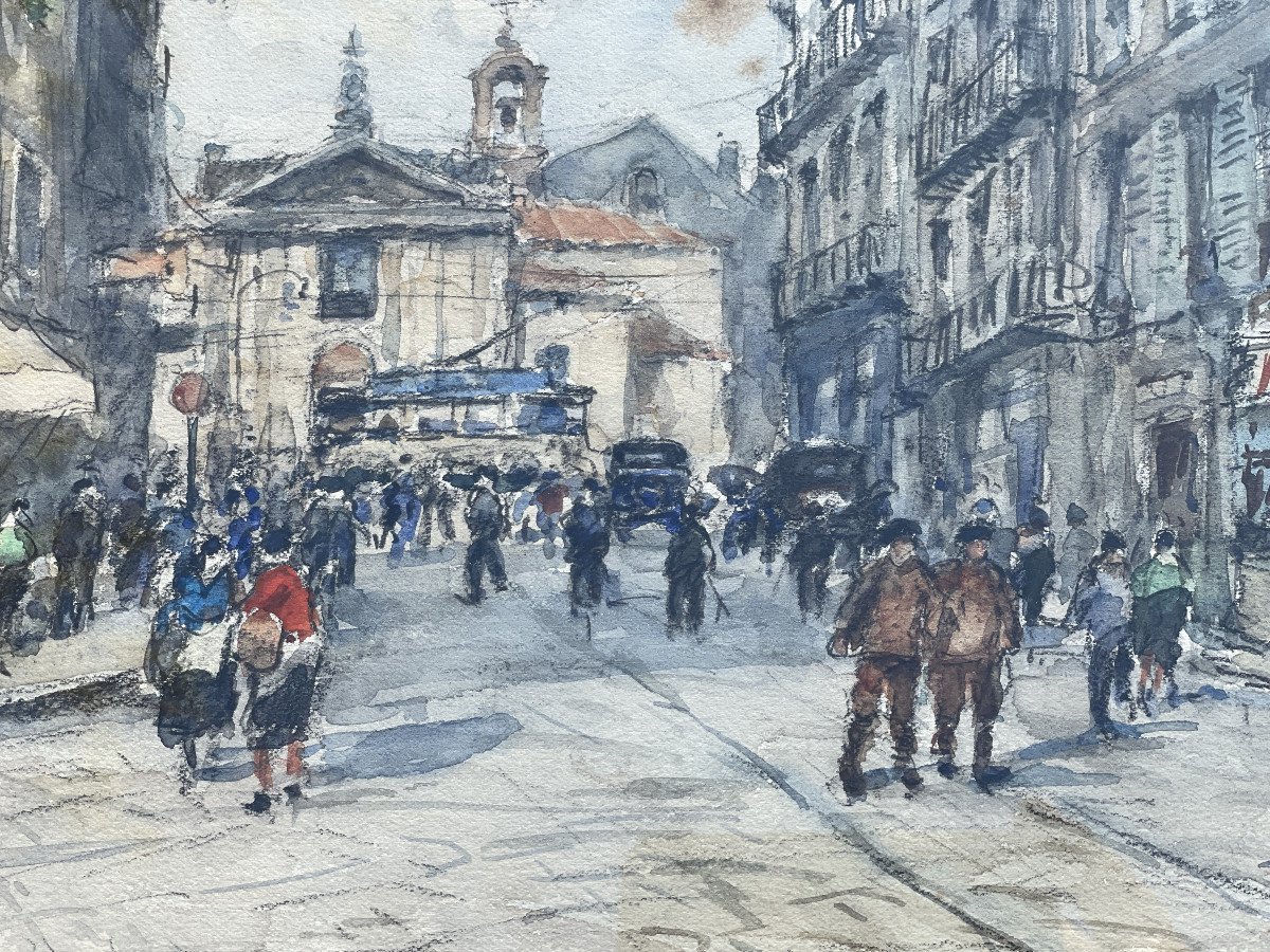 Montpellier église St Denis Aquarelle De Georges Rose 1939