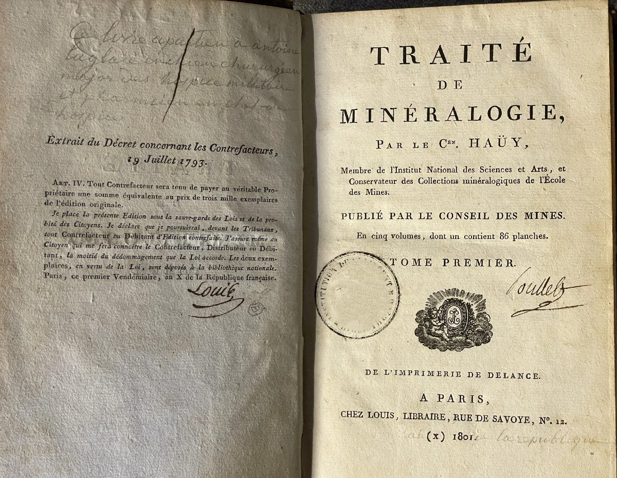 Traité de minéralogie Abbé Haüy 1801, 1ère édition, 2 volumes /5-photo-2