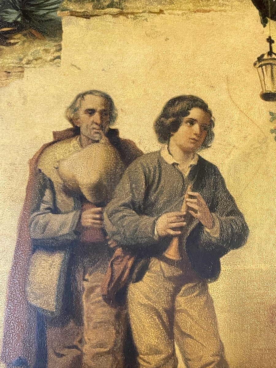 La sérénade, musiciens italiens chromolithographie XIXème-photo-3