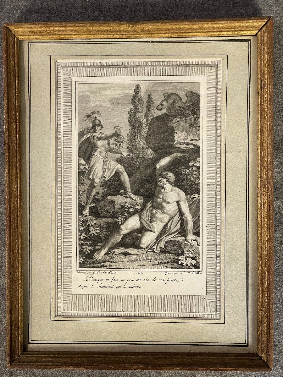 Mythologie, Ovide Les Métamorphoses : 4 Gravures Persée, Atlas, Ganymède, Athéna, Echion Pallas-photo-2