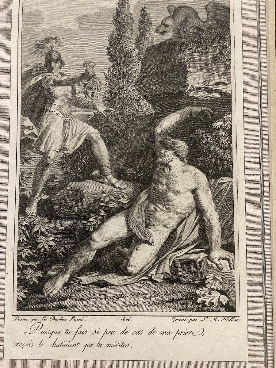 Mythologie, Ovide Les Métamorphoses : 4 Gravures Persée, Atlas, Ganymède, Athéna, Echion Pallas-photo-6