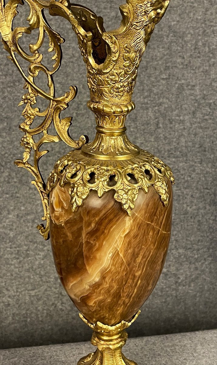 Importante  aiguière, amphore en bronze doré et onyx style baroque époque Napoléon III-photo-2