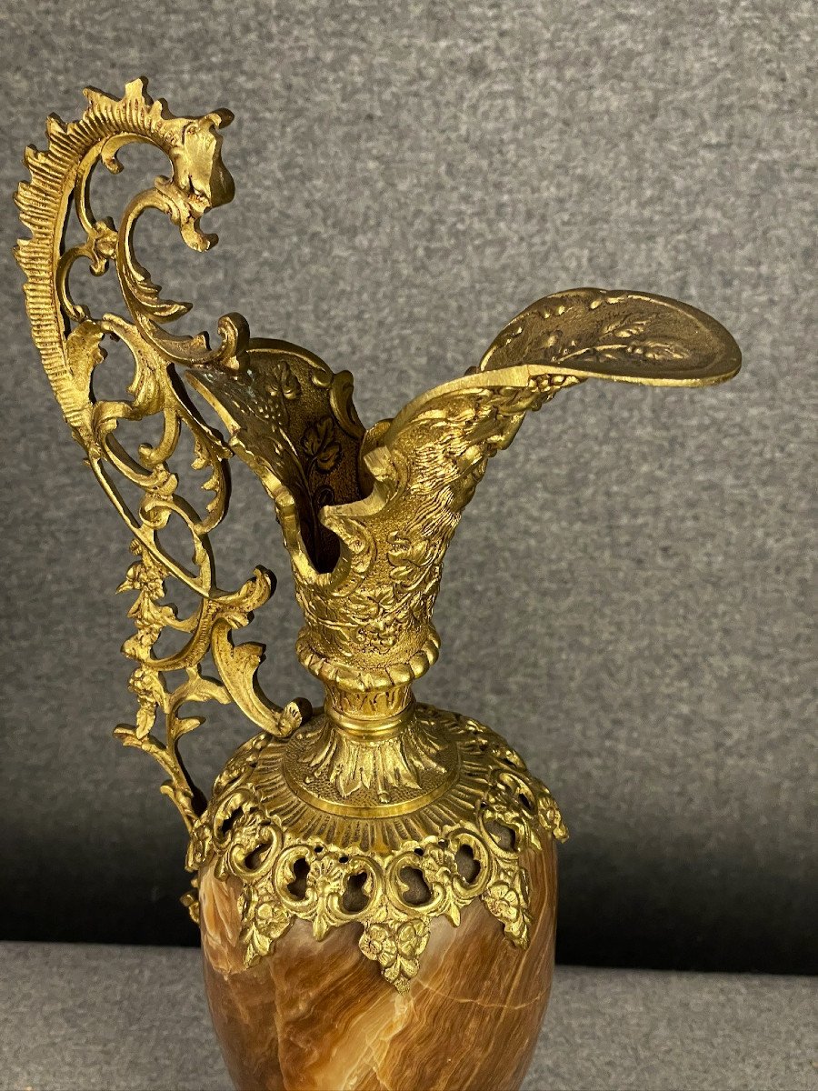 Importante  aiguière, amphore en bronze doré et onyx style baroque époque Napoléon III-photo-1