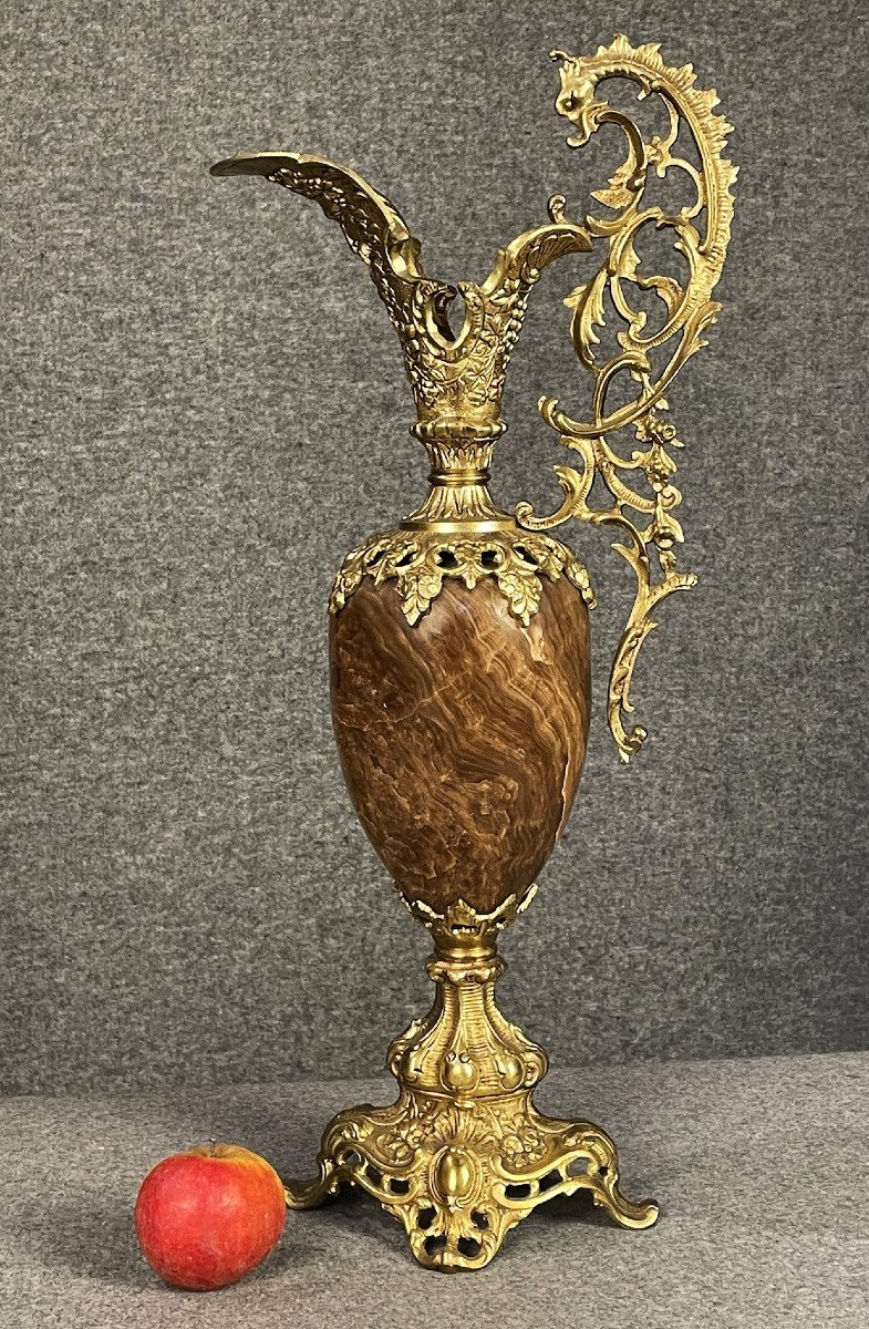 Importante  aiguière, amphore en bronze doré et onyx style baroque époque Napoléon III